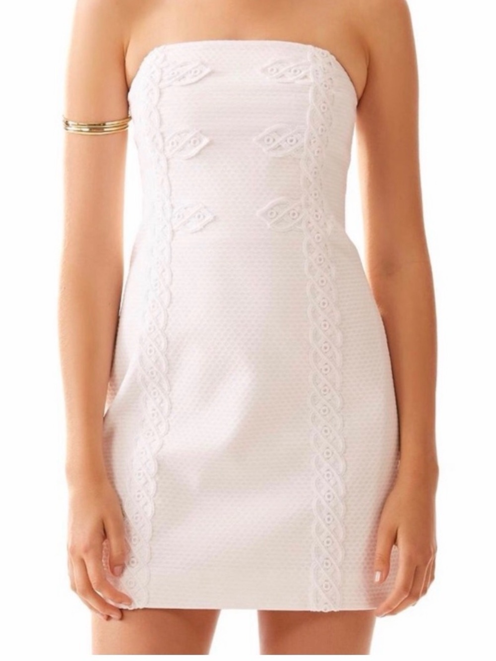 Lilly Pulitzer White Strapless Lace-Trim Mini Dress